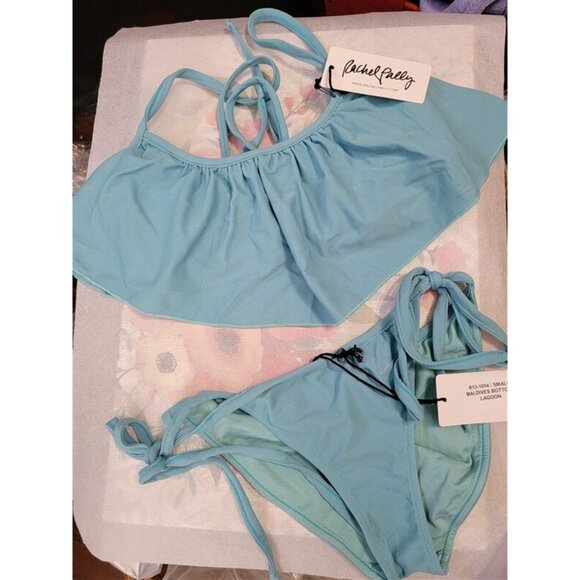 NWT Rachel Pally S Maldives Flutter Top Tie Side Bikini Swim Bottom Blue 123500 - Picture 1 of 4